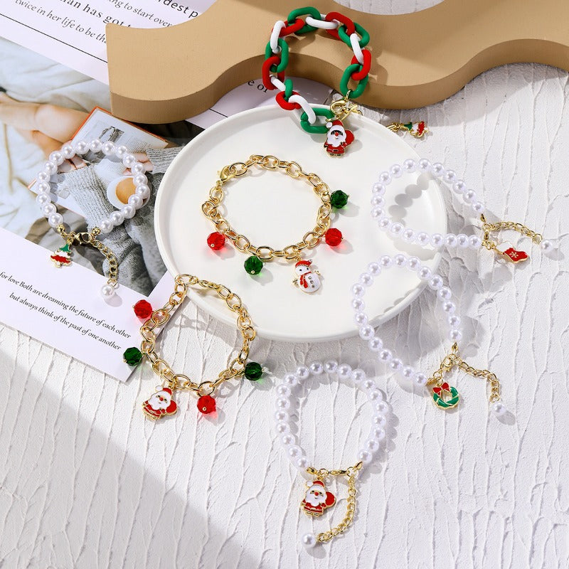 Wholesale Christmas Clay Crystal Pearl Bracelet