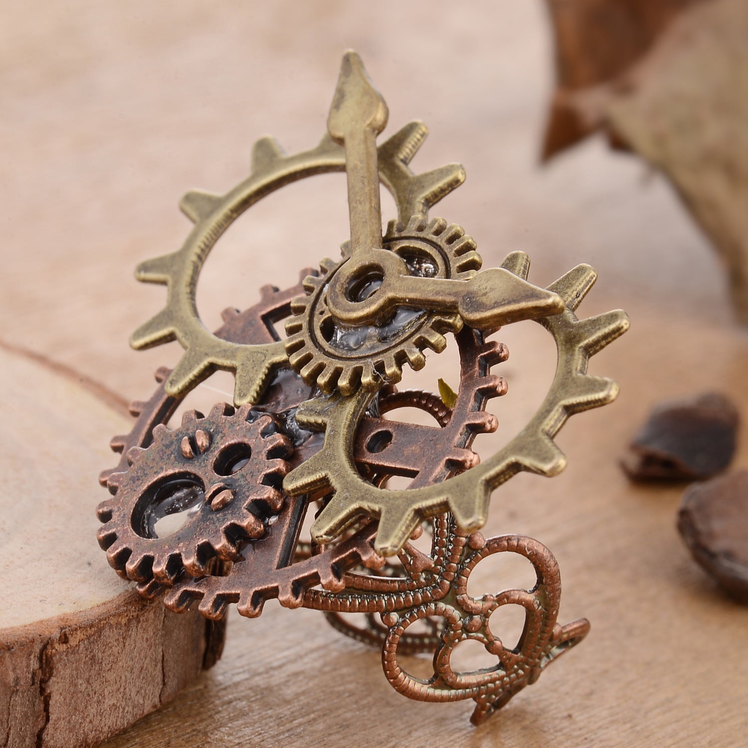 Wholesale Steam LAND Steam Gear Punk Ring Necklace