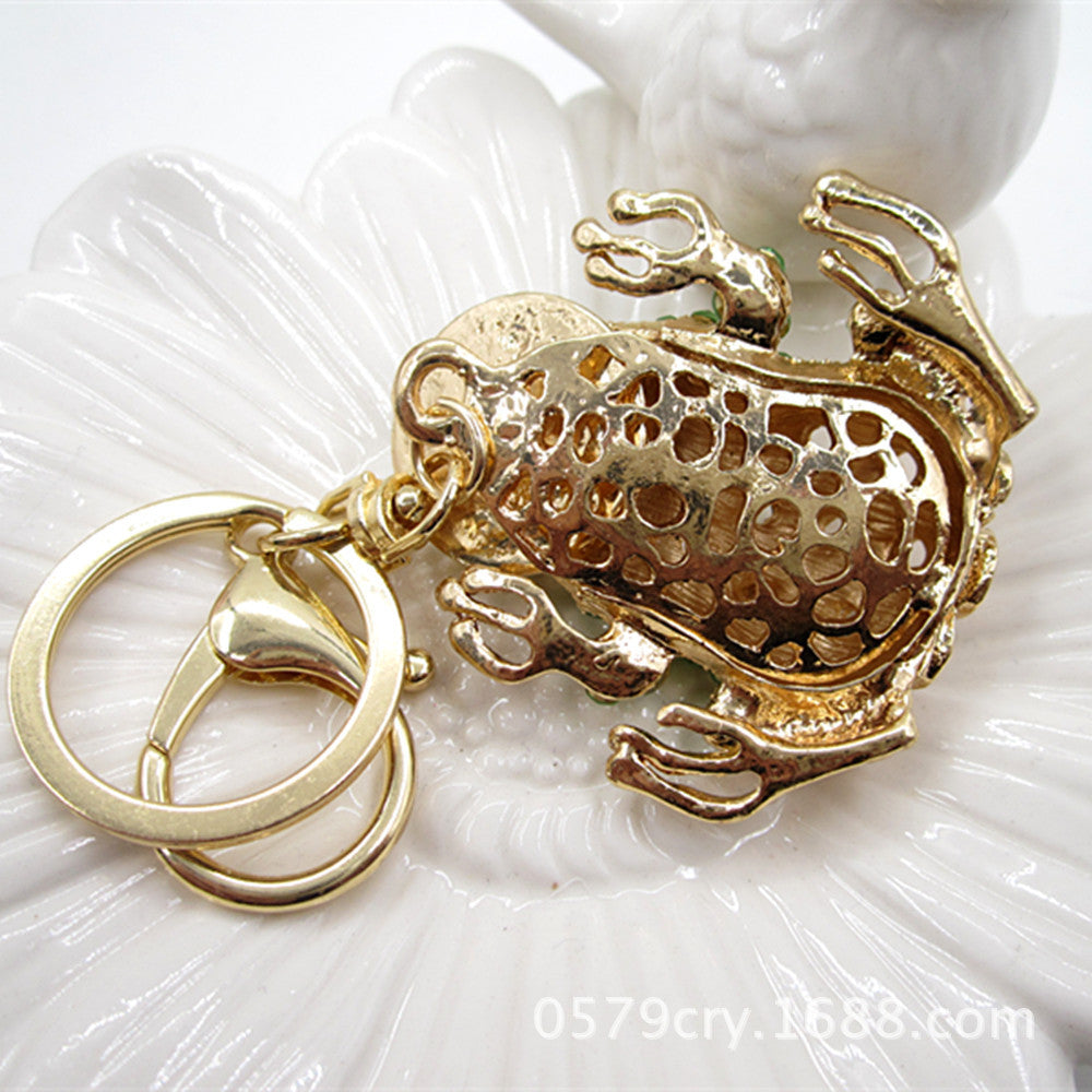 Wholesale Creative Frog Alloy Diamond Keychain