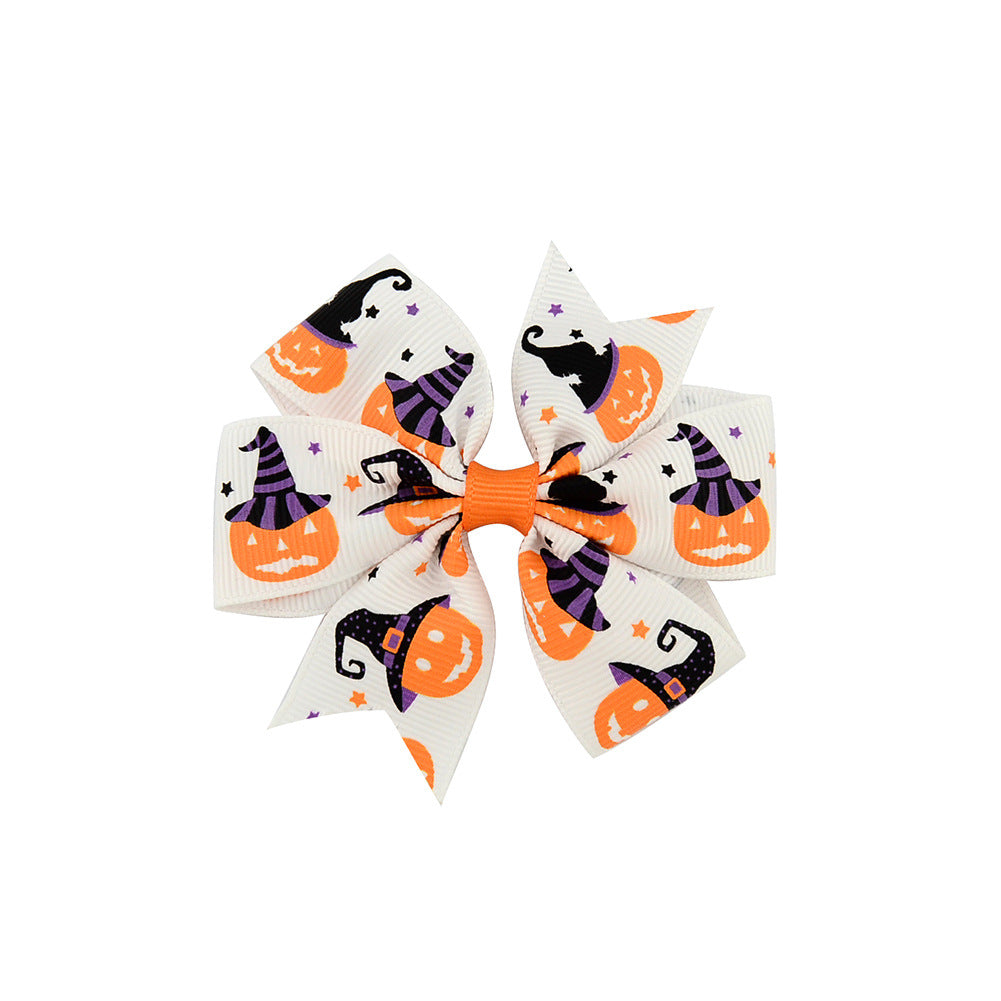 Wholesale Halloween Ribbed Bow Hair Clip for Kids