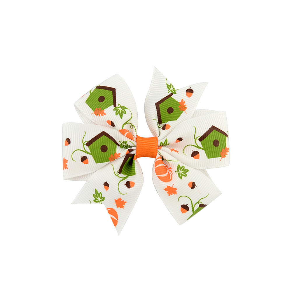 Wholesale Halloween Ribbed Bow Hair Clip for Kids