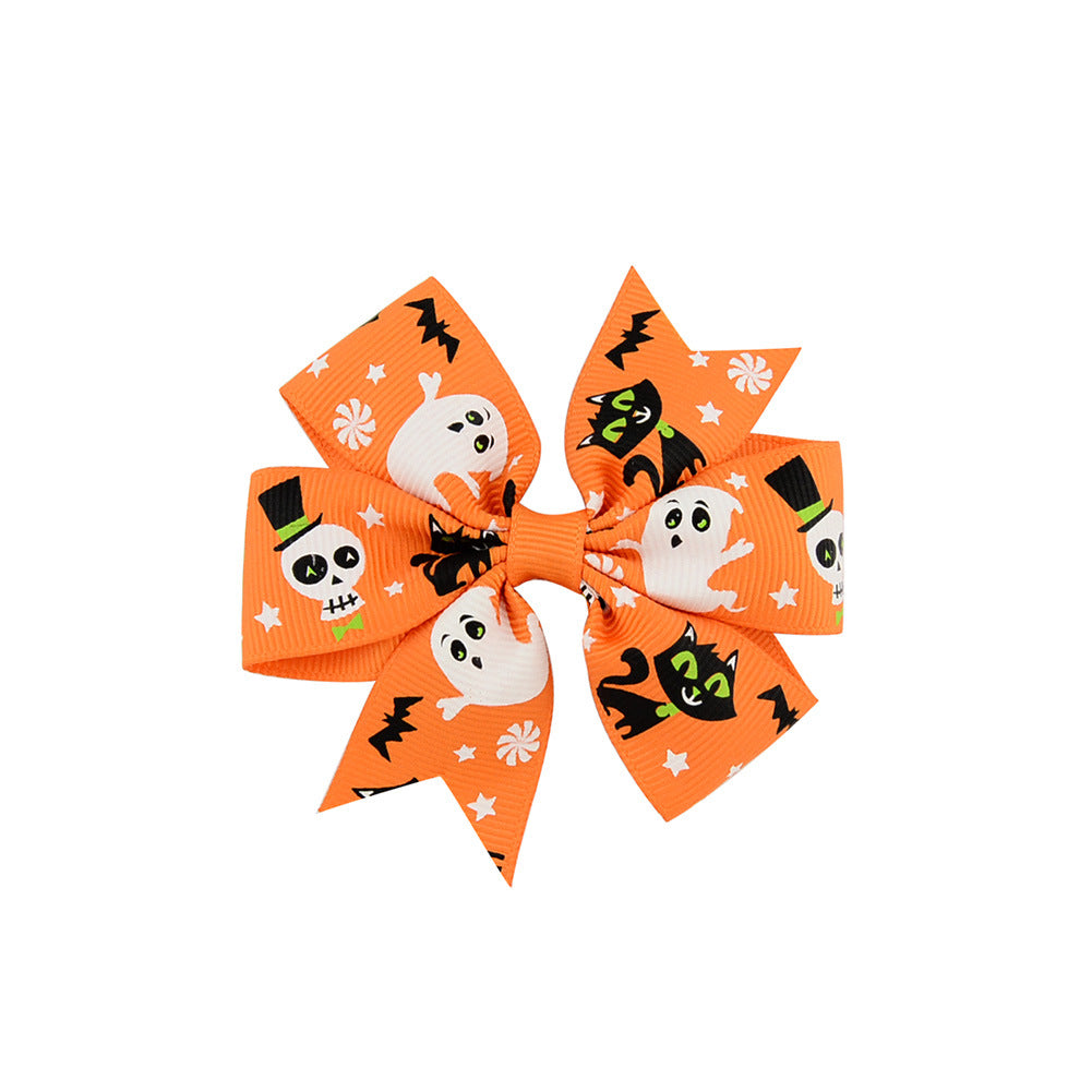 Wholesale Halloween Ribbed Bow Hair Clip for Kids