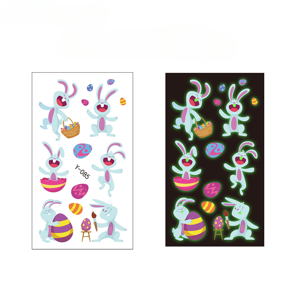 Wholesale Easter Night Glow Cute Rabbit Egg Waterproof Shining Tattoo Stickers
