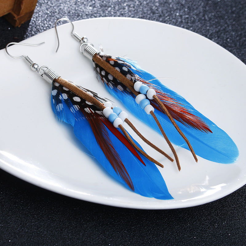 Wholesale Bohemian Tassel Feather Earrings