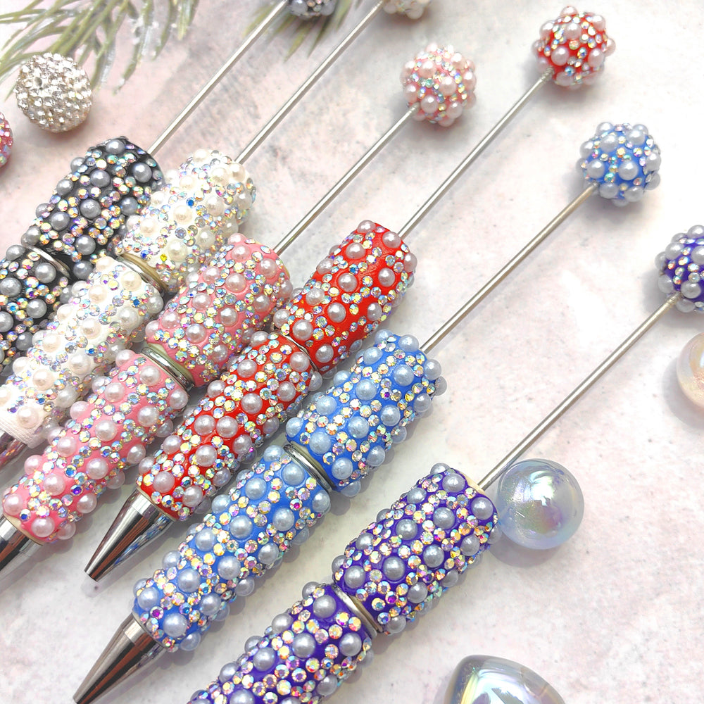 Wholesale Full of Diamonds and Pearls Creative Gradient Bead Piercing DIY Ballpoint Pen