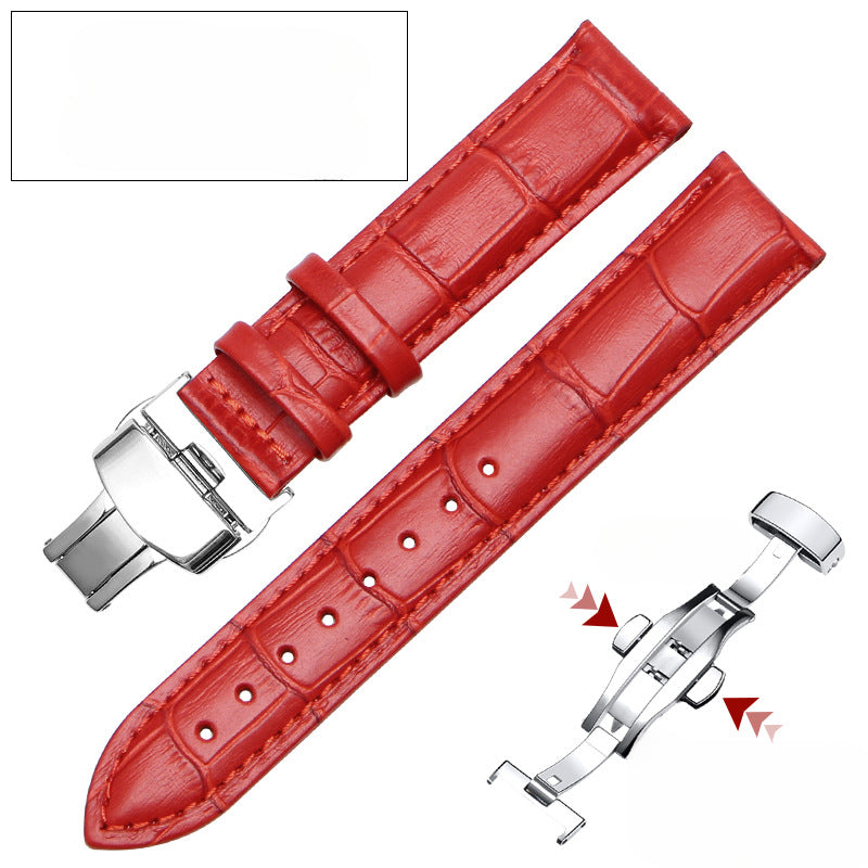 Wholesale Automatic Butterfly Buckle Double-sided Top Layer Cowhide Strap