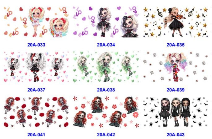 Wholesale 5pcs Halloween Weird Girl 16oz Single-Sided Cup Stickers