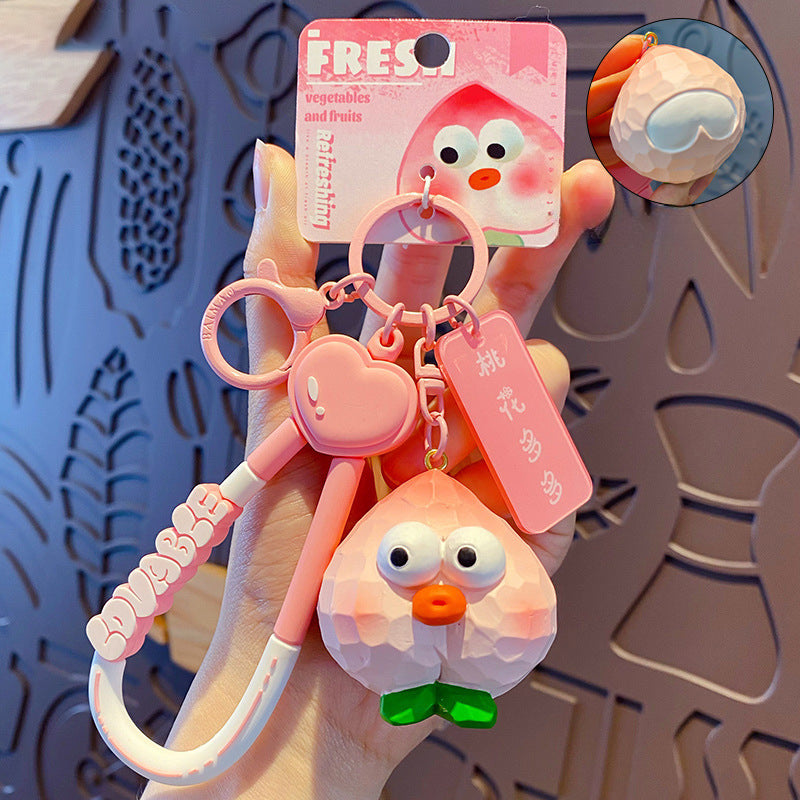 Wholesale Wood Carving Wind Vegetable and Fruit Series Cute Resin Keychain