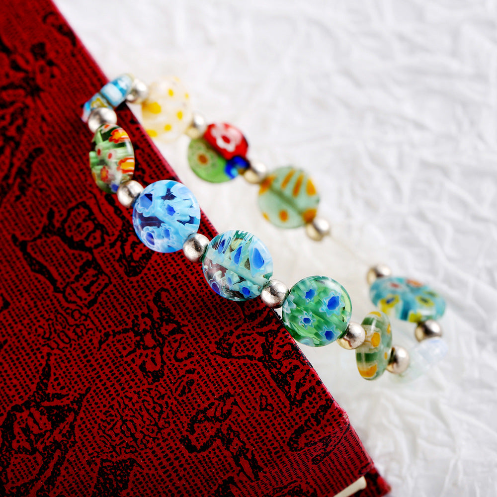 Wholesale Colorful Dried Flower Glaze DIY Elastic Bracelet