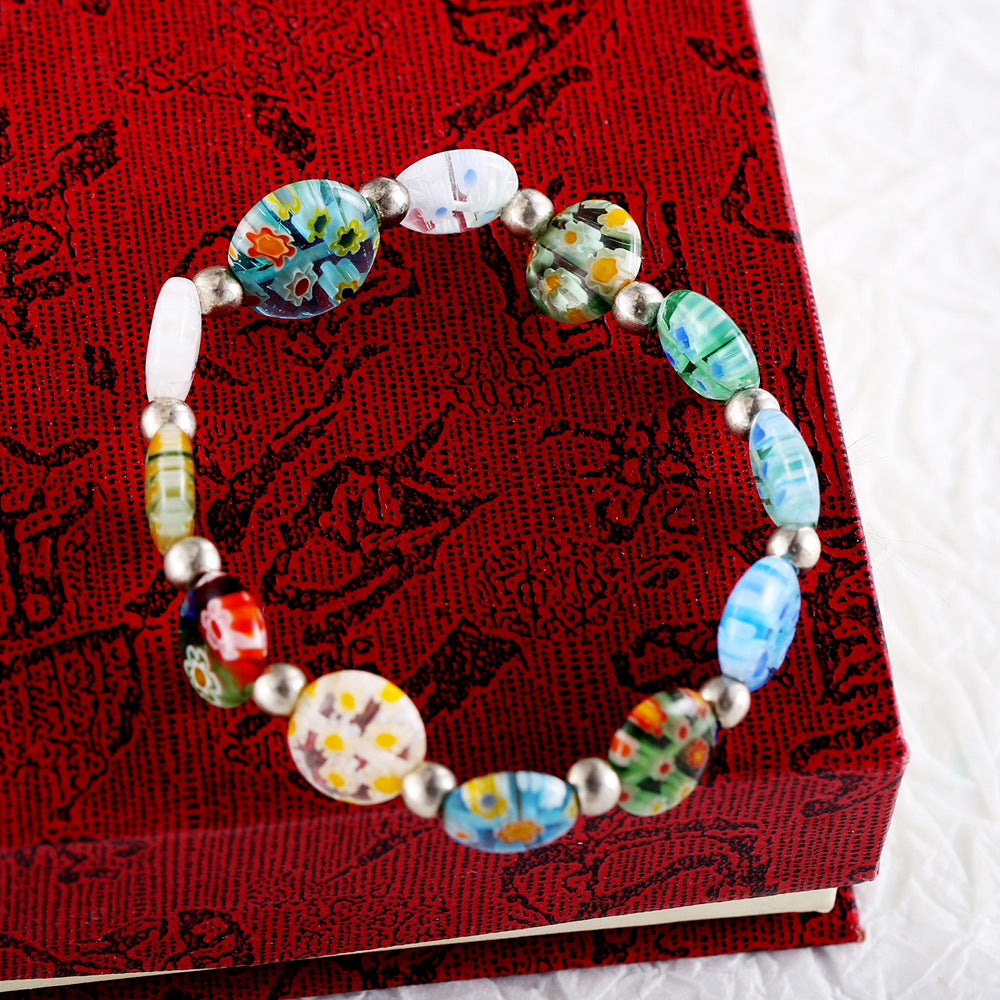 Wholesale Colorful Dried Flower Glaze DIY Elastic Bracelet