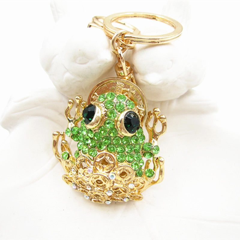 Wholesale Creative Frog Alloy Diamond Keychain