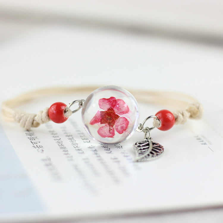 Wholesale Dried Flower Herbarium Glass Ball Bracelet