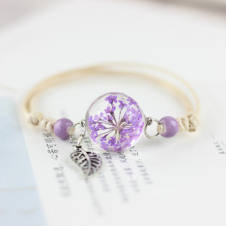 Wholesale Dried Flower Herbarium Glass Ball Bracelet