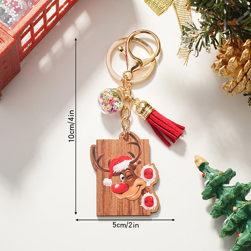 Wholesale Christmas Gift Wooden Cartoon Keychain
