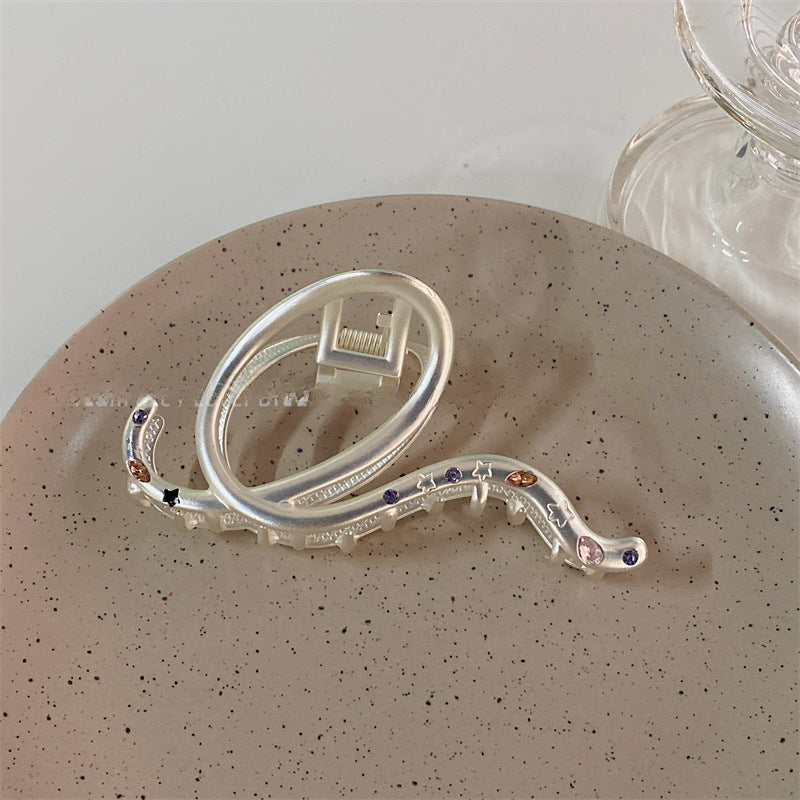 Wholesale Rhinestone Geometric Sub-silver Metal Shark Clip