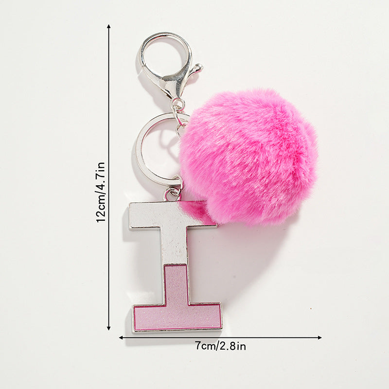 Wholesale Pink Ball Letter Metal Keychain