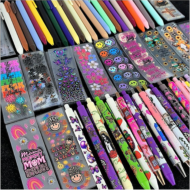 Wholesale Random Stickers 20/50/100pcs UV DTF Wraps & Cartoon Random Styles Pen Stickers for Crafts