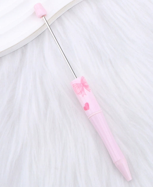 Wholesale DIY Pink Bow Pattern Printed Beaded Pen