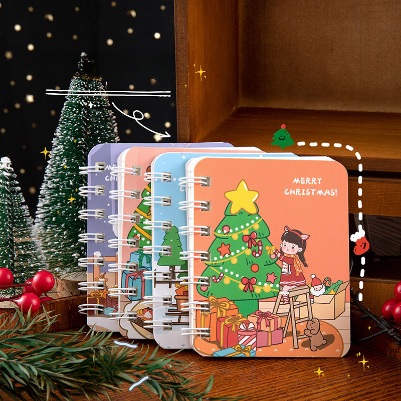 Wholesale Christmas series small coil notebook A7 pocket notebook student classroom notebook