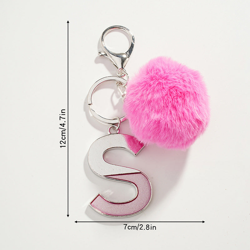 Wholesale Pink Ball Letter Metal Keychain