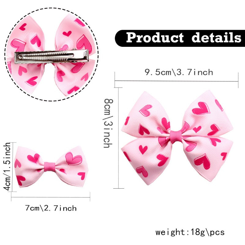 Wholesale 5pcs Valentine's Day Love Heart Children's Girl Side Clip One Large and Two Small Hairpins