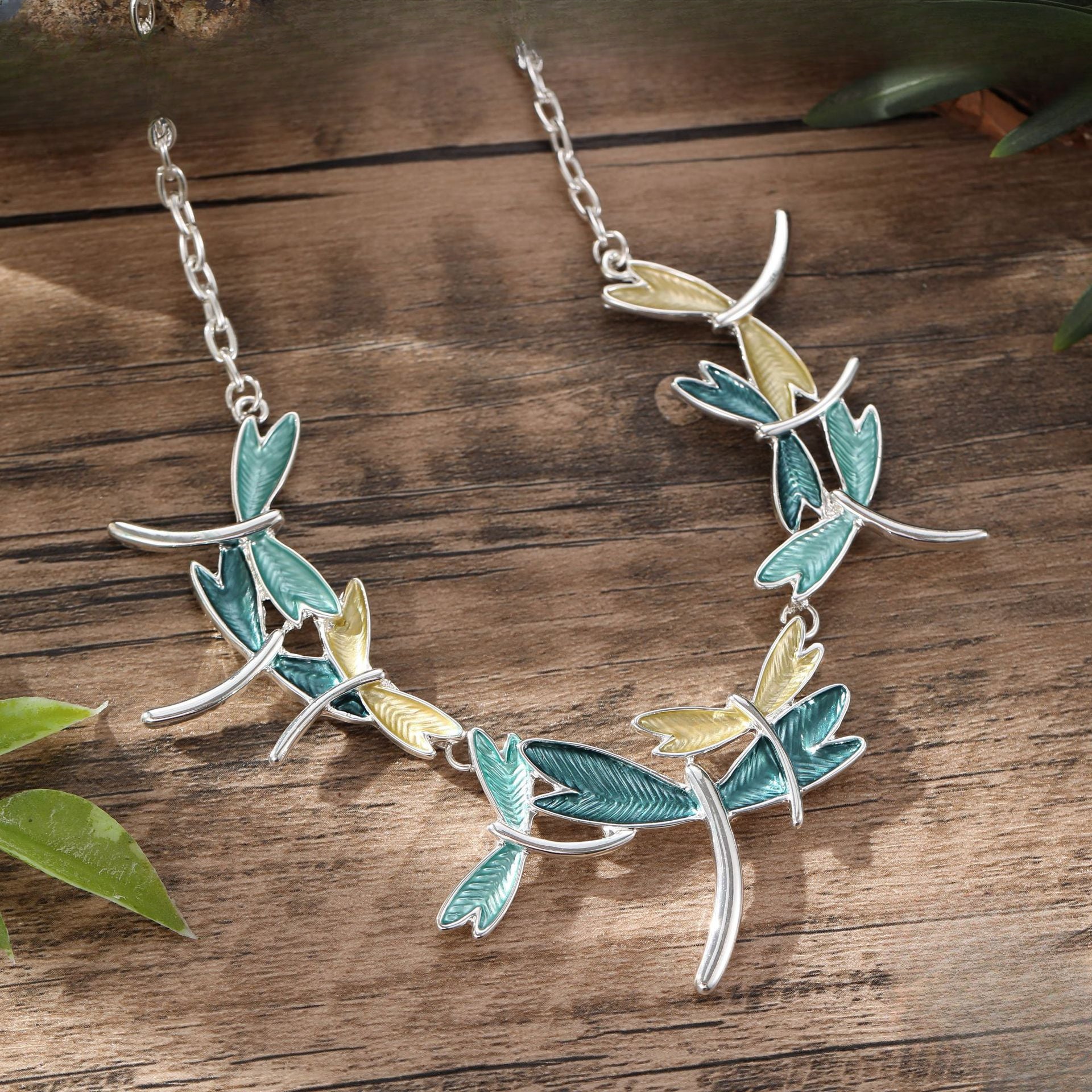 Wholesale New Colorful Painting Oil Dragonfly Flying Necklace