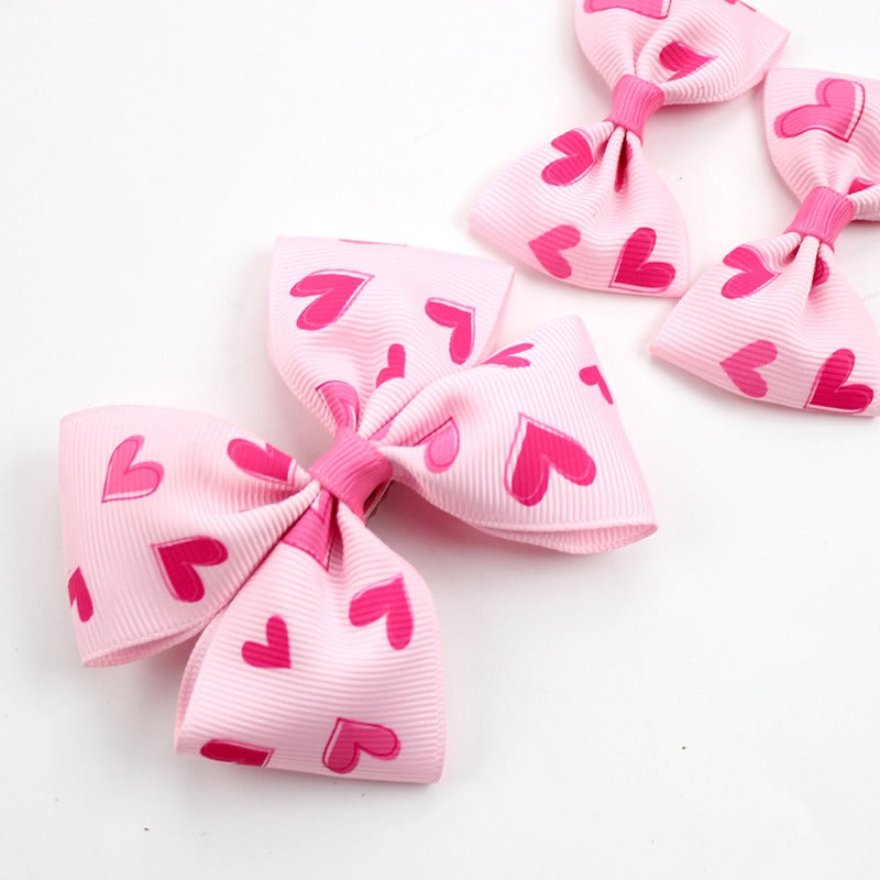 Wholesale 5pcs Valentine's Day Love Heart Children's Girl Side Clip One Large and Two Small Hairpins