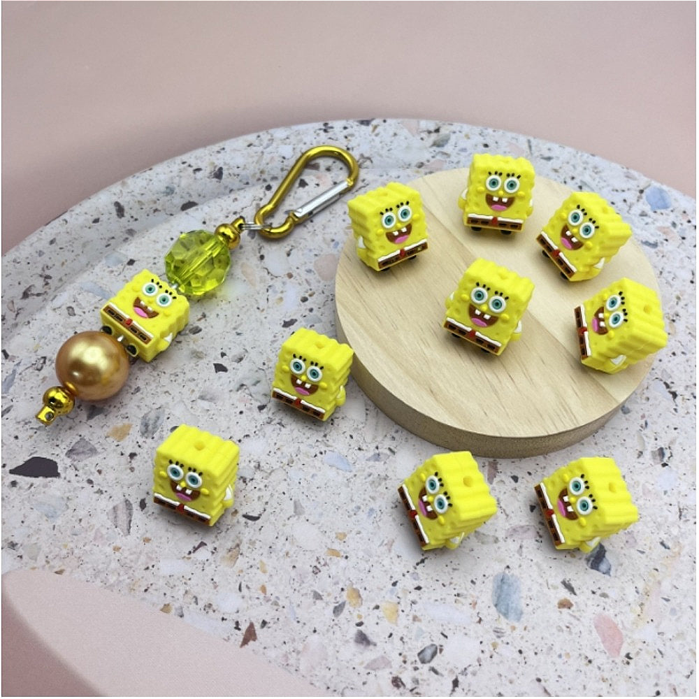 Wholesale 10pcs Cartoon 3D Cute Yellow Silicone Beads