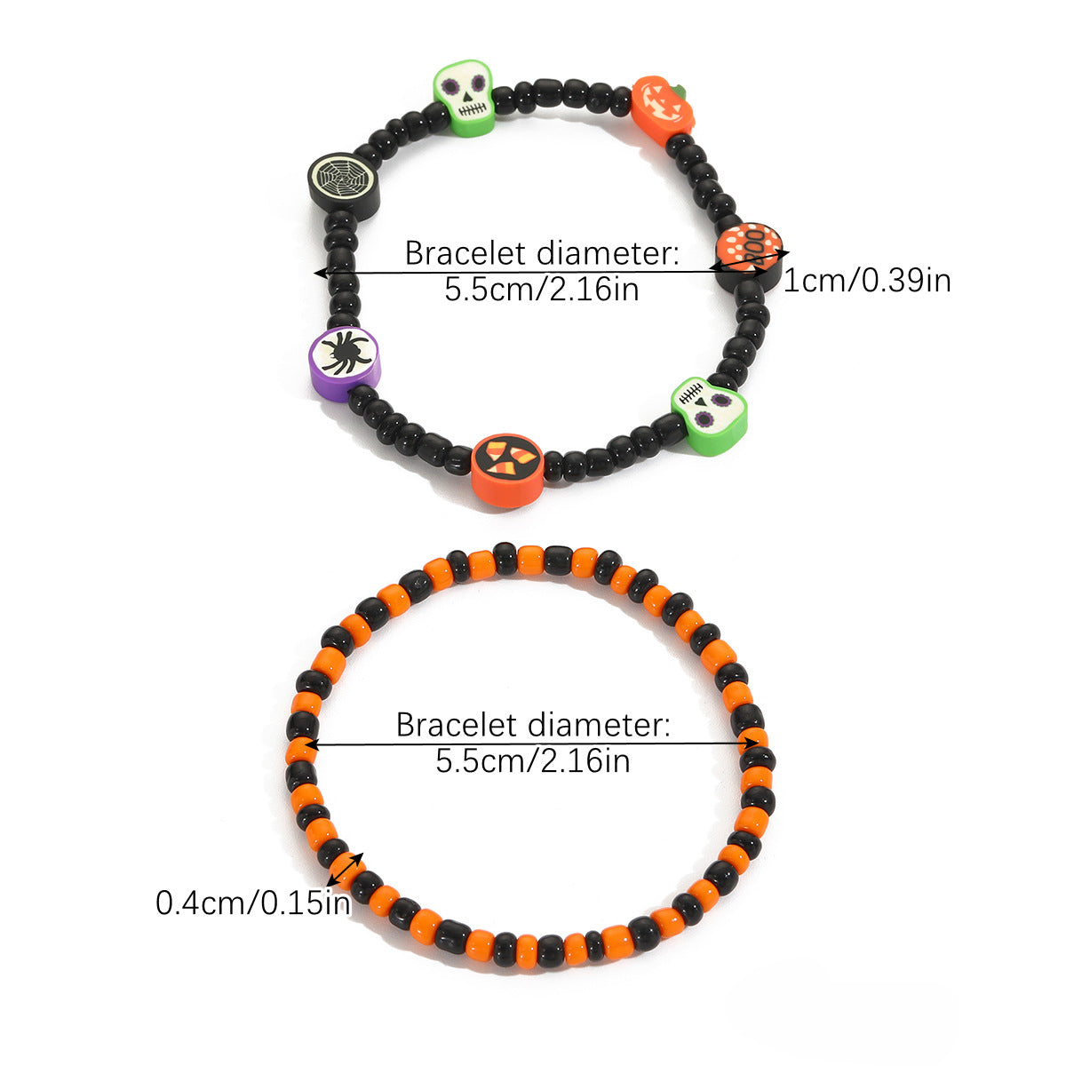 Wholesale Rice Ball Pumpkin Skull Pendant Halloween Bracelet