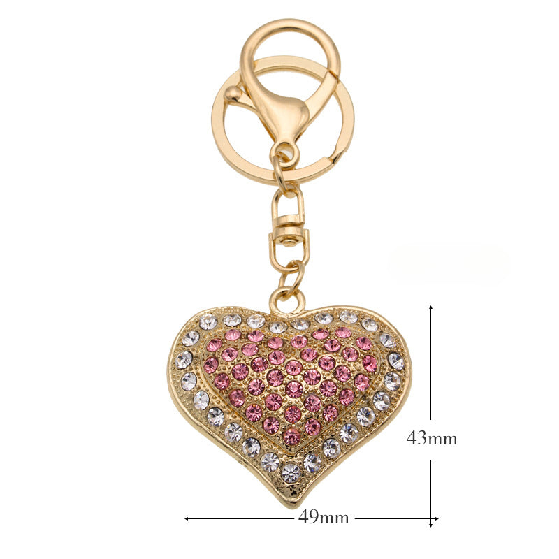 Wholesale Valentine's Day Heart Rhinestone Metal Keychain