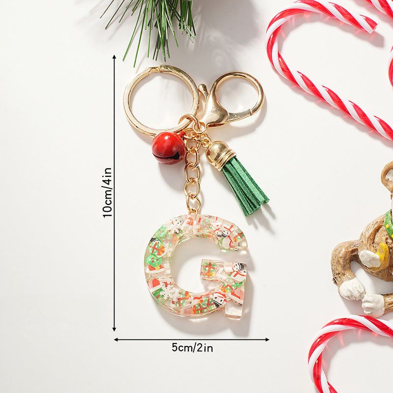 Wholesale Cartoon Christmas Pattern Letter Acrylic Keychain