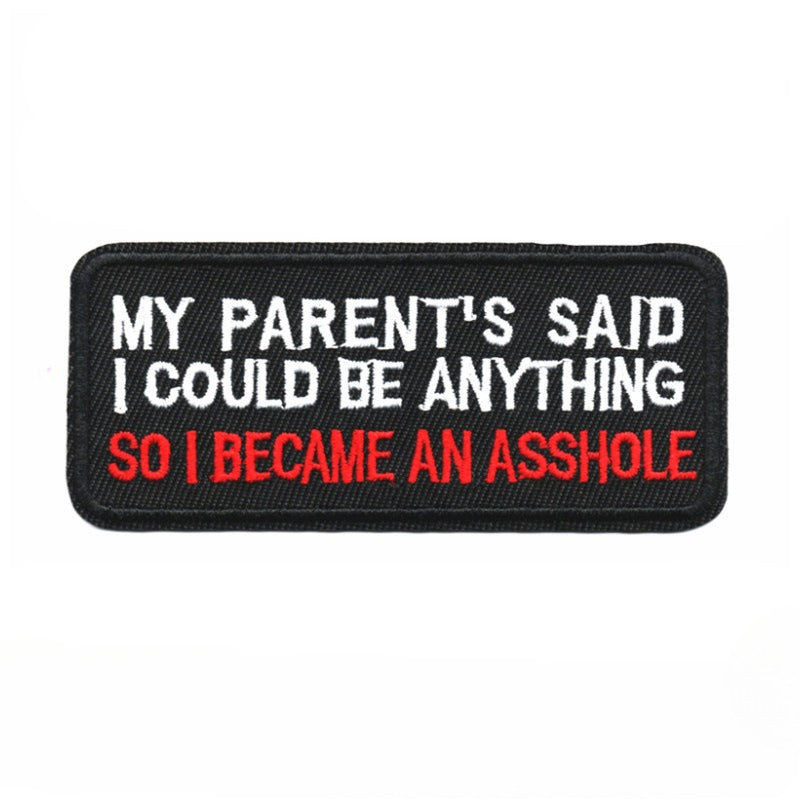 Wholesale Badge Embroidered with Black and White English Letters Rectangular Patch