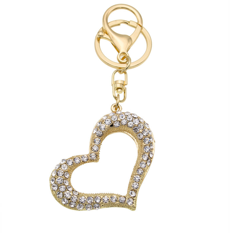Wholesale Valentine's Day Heart Hollow Diamond Keychain