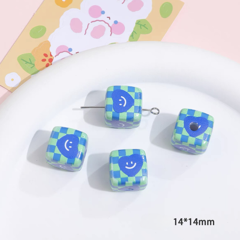 Wholesale 5pcs/pack Checkerboard Tulip Flowers Butterfly Heart Square String Beads