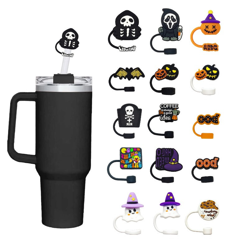 Wholesale 10pcs Halloween Food Grade Silicone 10mm Straw Hat