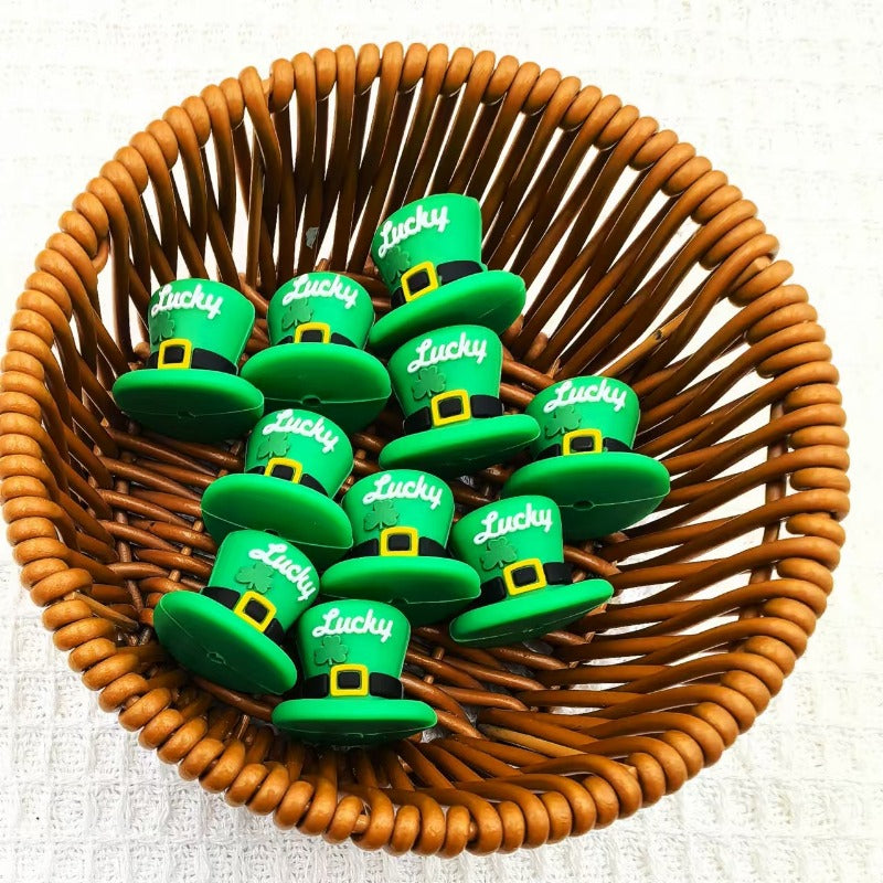 Wholesale 10pcs 3D Three-leaf Cap Silicone Beads