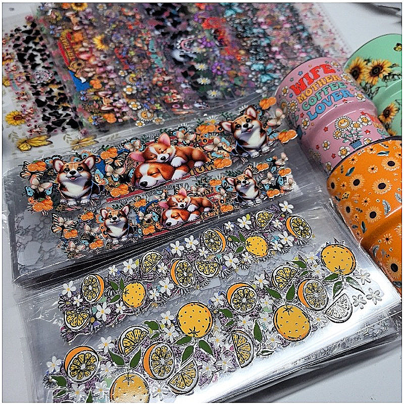 Wholesale 3oz mini stainless steel cup UV DTF stickers Random 20pcs/50pcs Wraps For DIY Craft