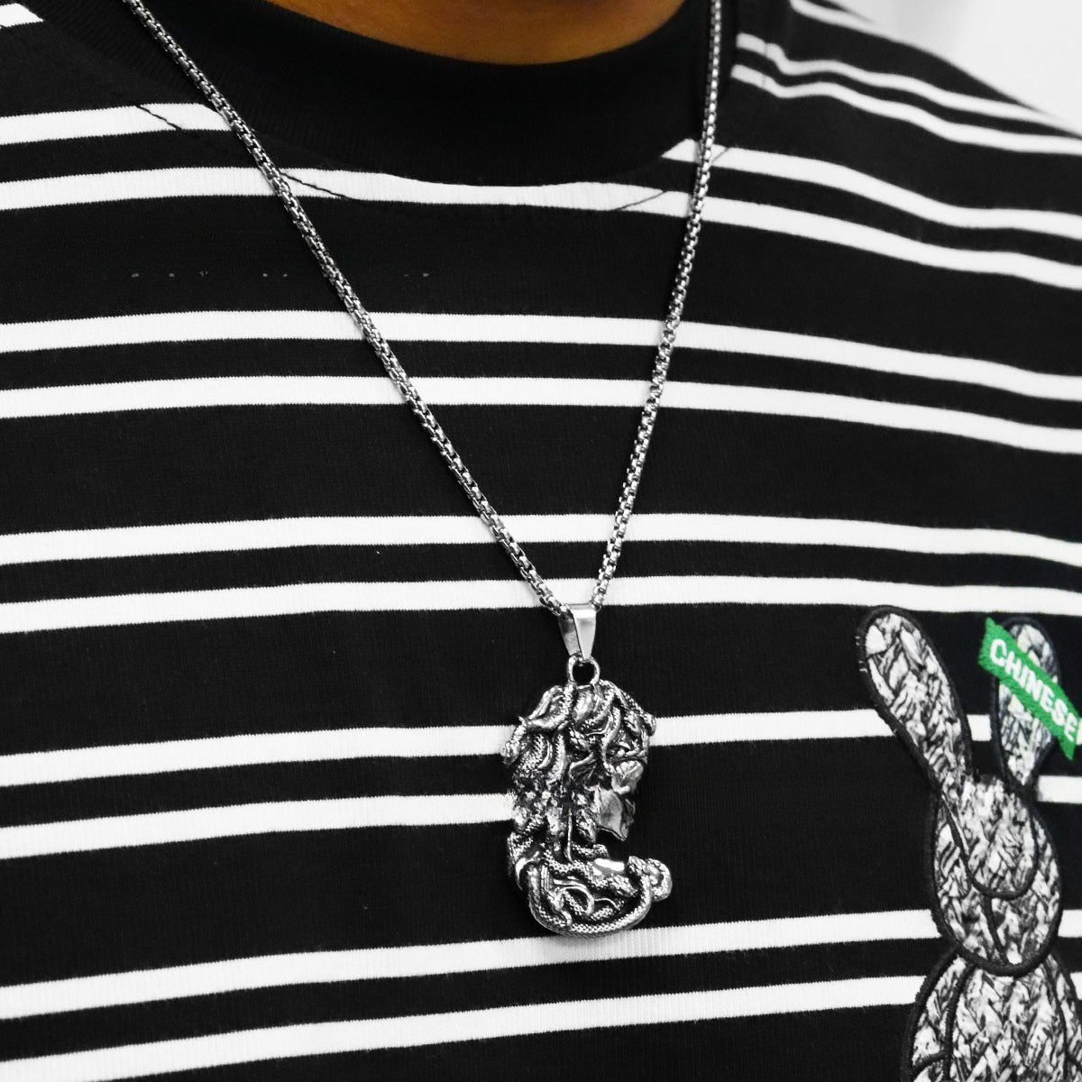 Wholesale Retro Punk Snake Medusa Stainless Steel Necklace