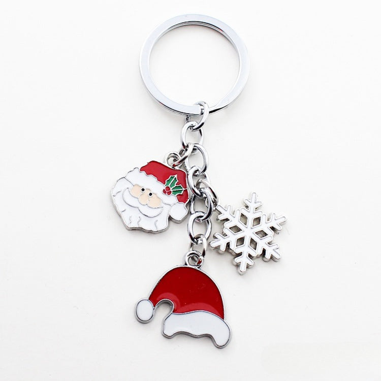 Wholesale Christmas Santa Claus Bell Snowflake Drop Oil Zinc Alloy Keychain