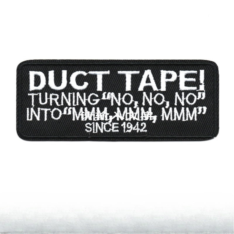 Wholesale Badge Embroidered with Black and White English Letters Rectangular Patch