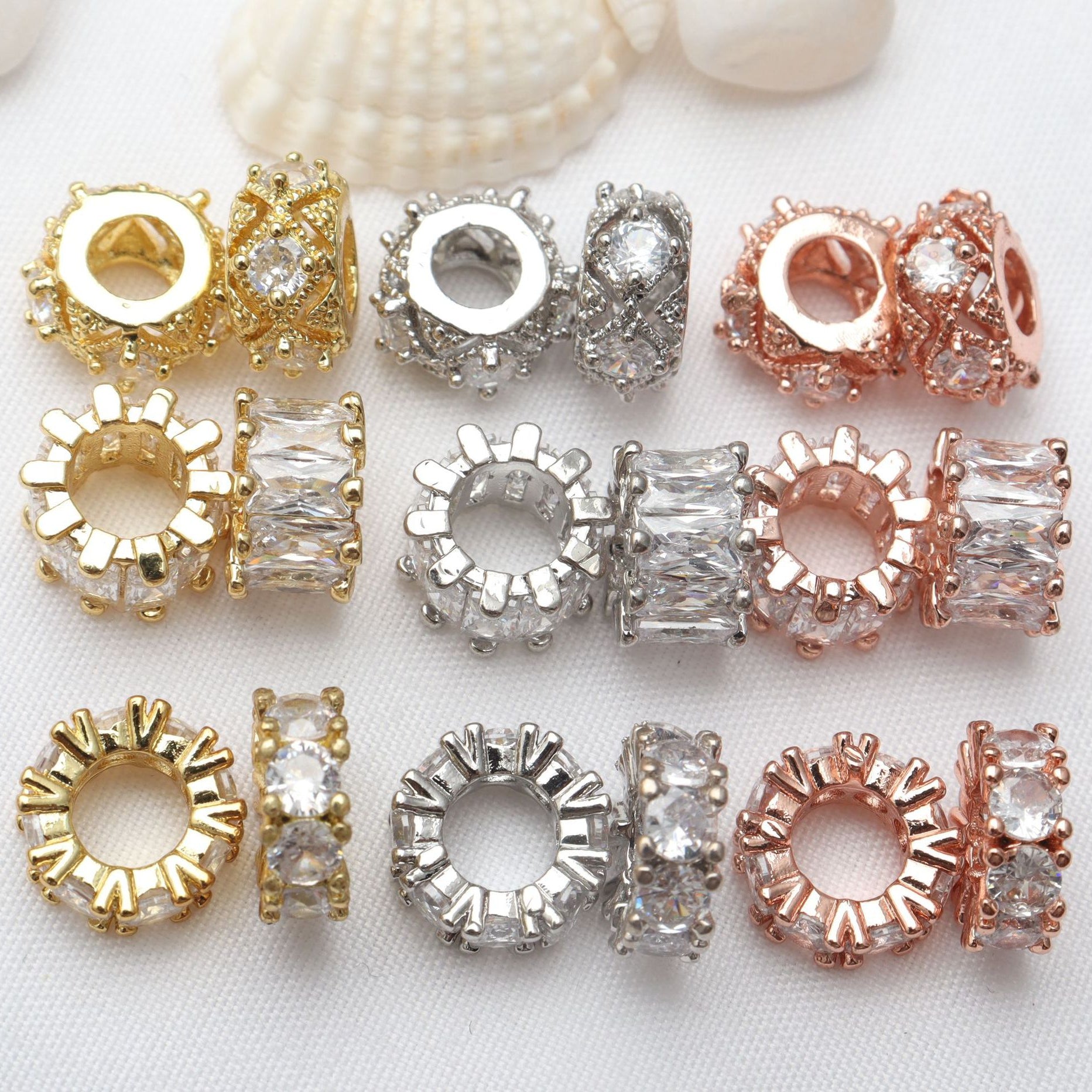 Cuentas de cobre de circón de micro incrustaciones de 5 piezas al por mayor