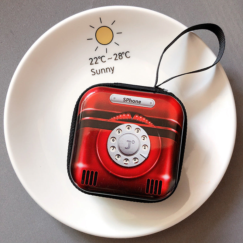 Wholesale Cartoon Retro Record Tape Tinplate Earphone Case