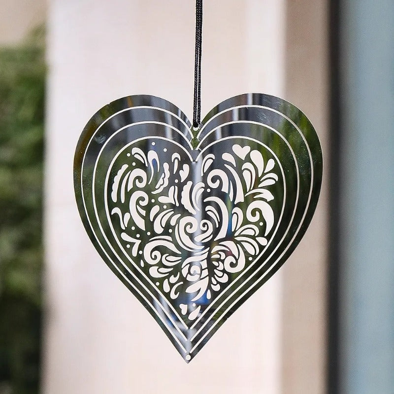 Wholesale 3D Pulsating Heart-shaped Rotating Stainless Steel Wind Chimes