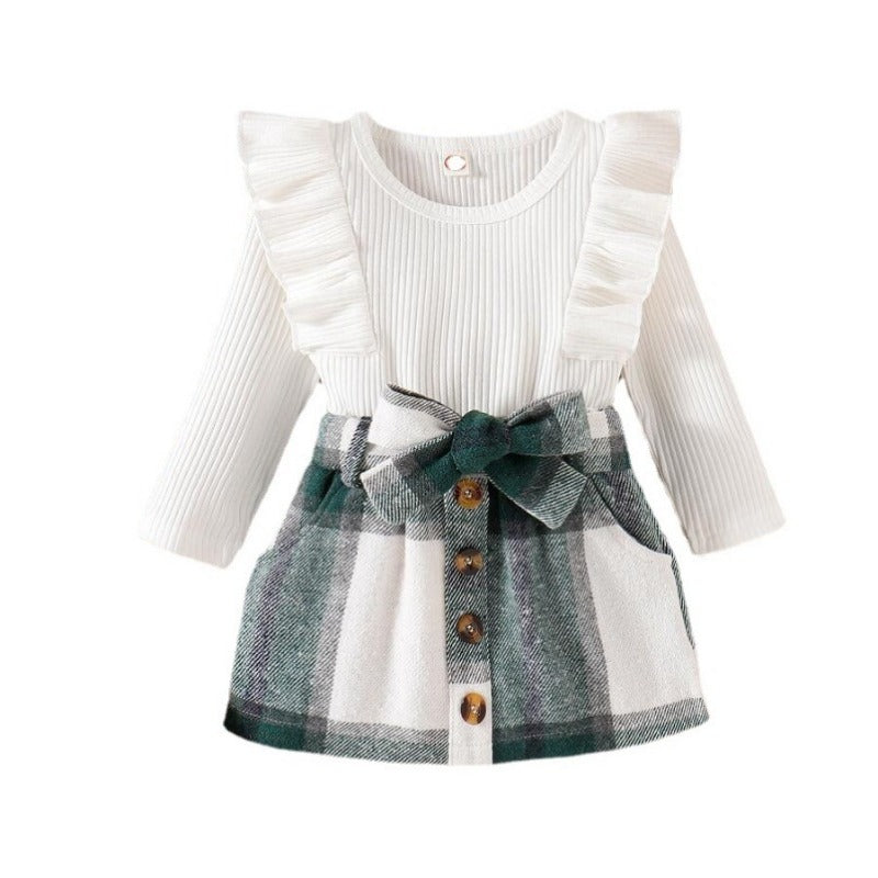 Wholesale Spring and Autumn Clothing Pit Bar Knitted Checkered Baby Clothes