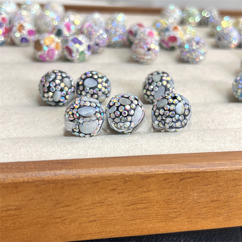 Wholesale Colored Natural Shell Ceramic Mud Diamond Ball Full Diamond 16mm Ball