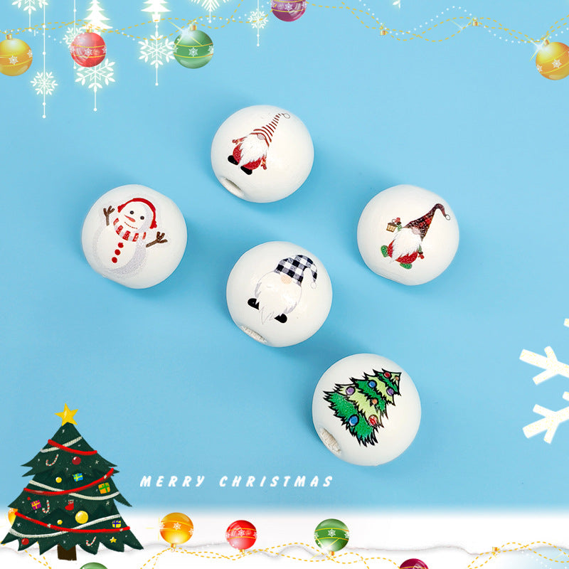Wholesale 10PCS Christmas Decoration Wooden Beads DIY Children’s Round Beads