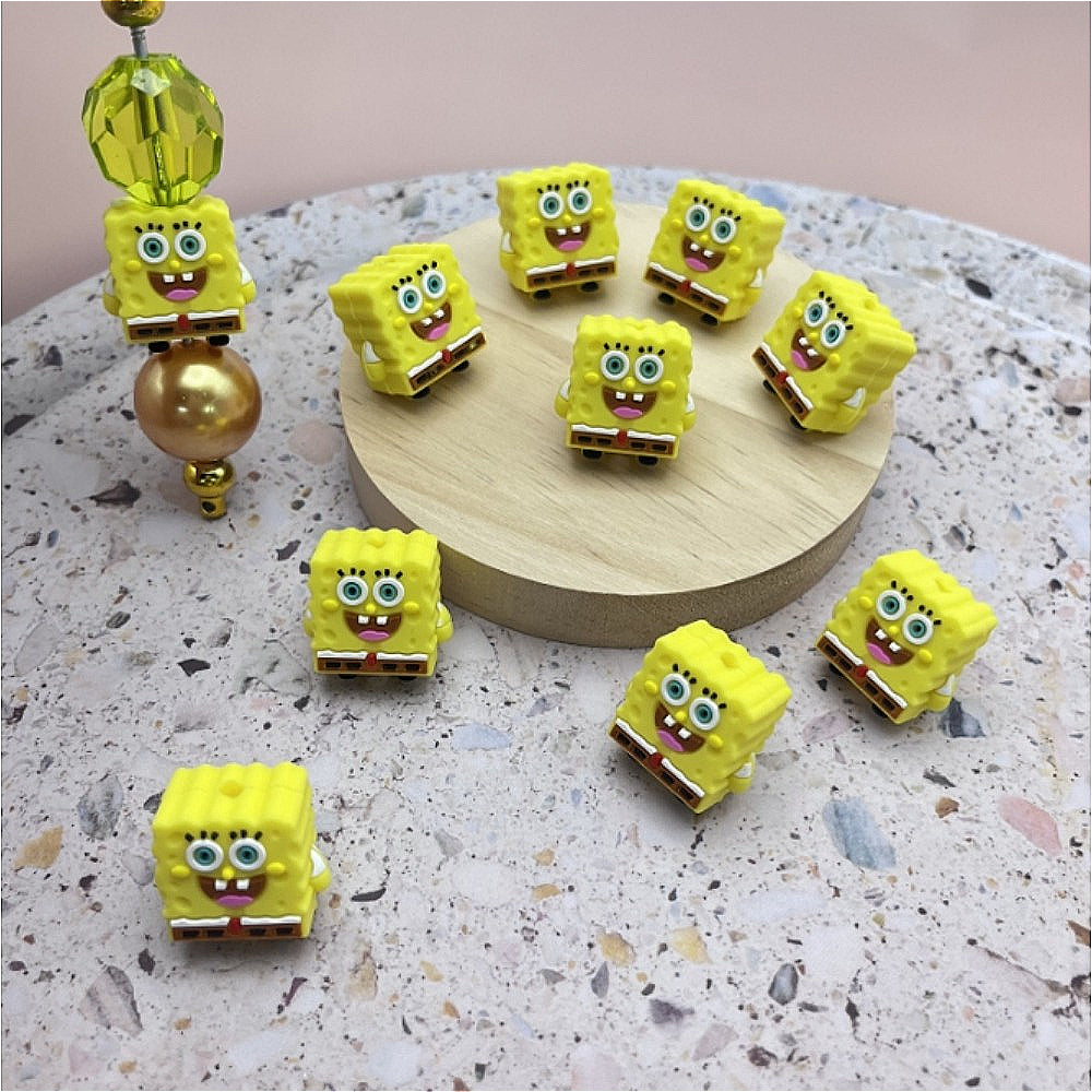 Wholesale 10pcs Cartoon 3D Cute Yellow Silicone Beads