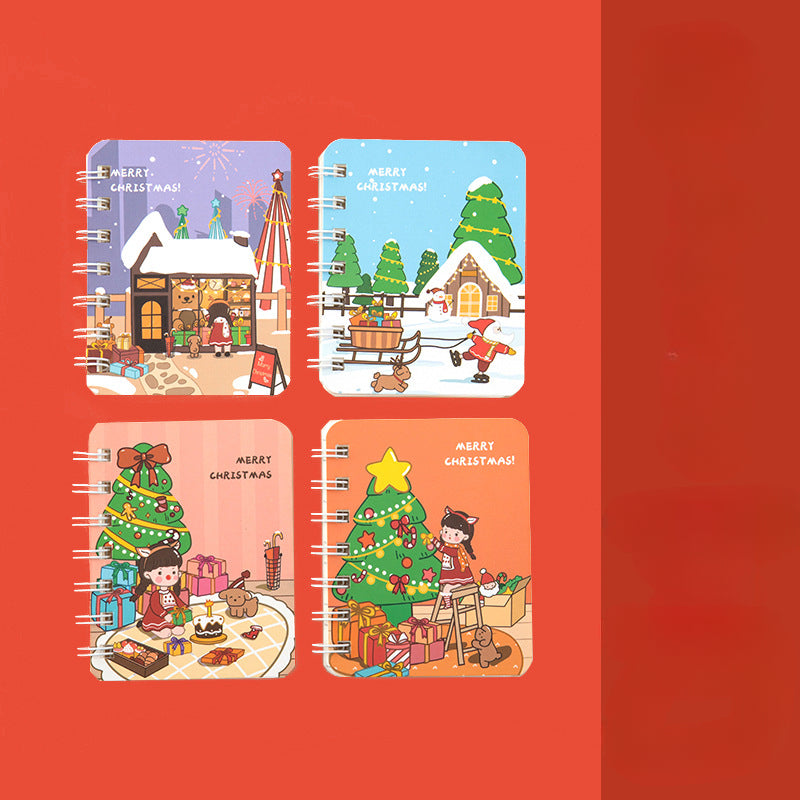 Wholesale Christmas series small coil notebook A7 pocket notebook student classroom notebook