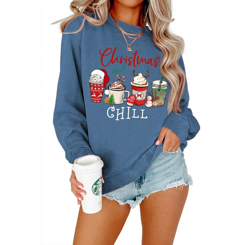 Wholesale Christmas Cotton Printed Women's Sports Sweaters