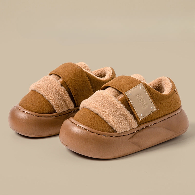 Wholesale Velcro Platform Bag Heel Indoor Home Insulated Plush Shoes